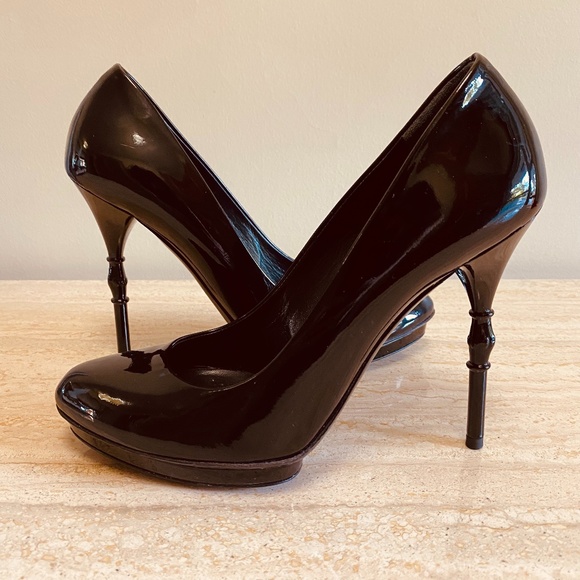 Gucci Bamboo Accent Leather Pumps - Picture 1 of 8